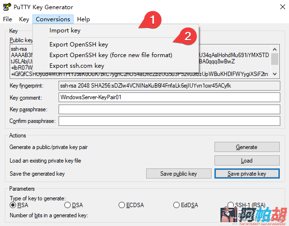 PuTTY密钥格式pem转换ppk-阿帕胡