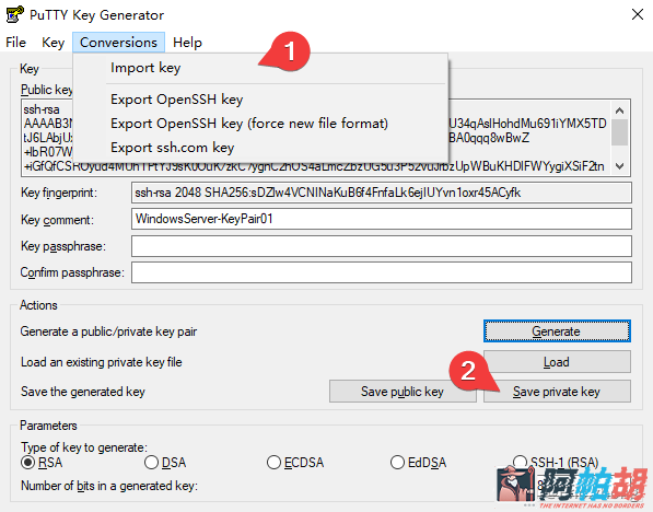 PuTTY密钥格式pem转换ppk-阿帕胡